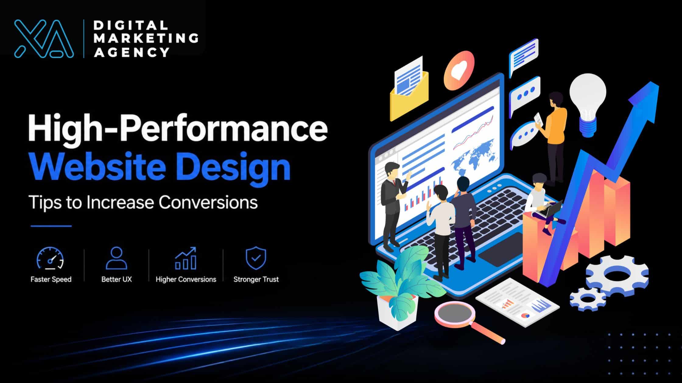 High-performance website design and development services by Xira Infotech for faster websites, improved user experience, ecommerce website design development, and higher business conversions.
